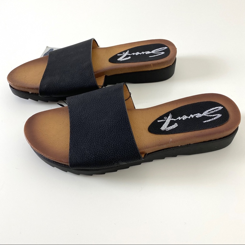 NWOB Seven7 Women's Black Pearl Slides Size 9